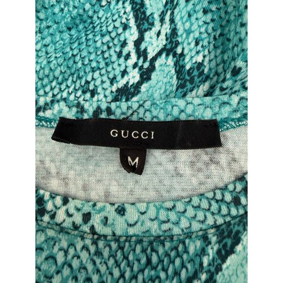 Authentic Vintage Spring 2000 Gucci Snake Print Turquoise Top Size Medium - Picture 3 of 7